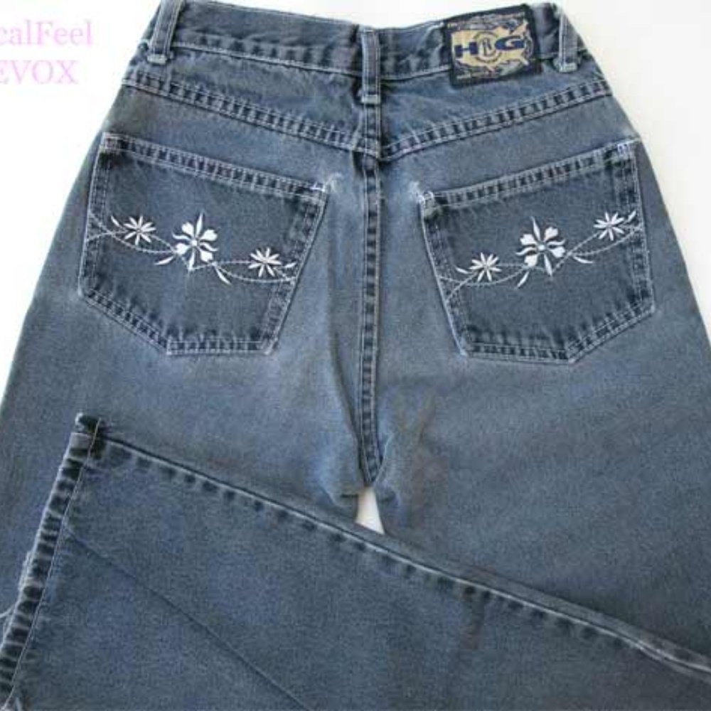 Vintage 90s Hot & The Gang Mid Rise Bootcut Jeans Made USA Flare Black Denim 1
